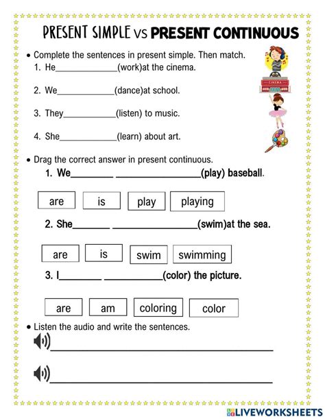 present simple and present continuous worksheet grade 4